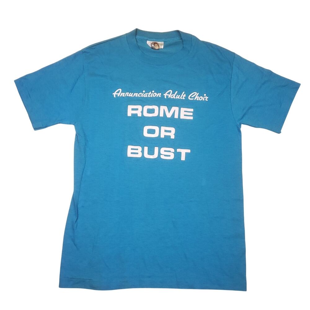 Vintage 80s Adult Choir Rome or Bust Group Tourist T Shirt Single Stitch L